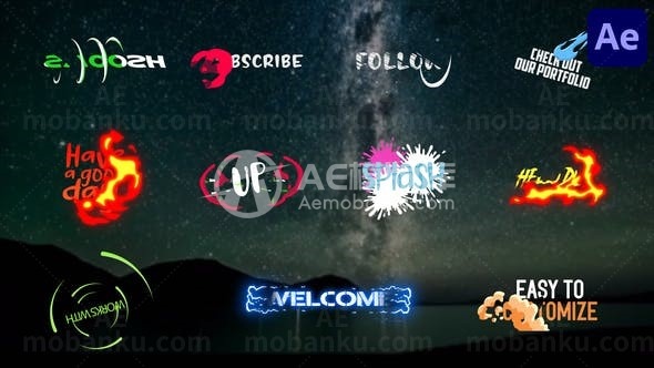 动态卡通特效标题包AE模板