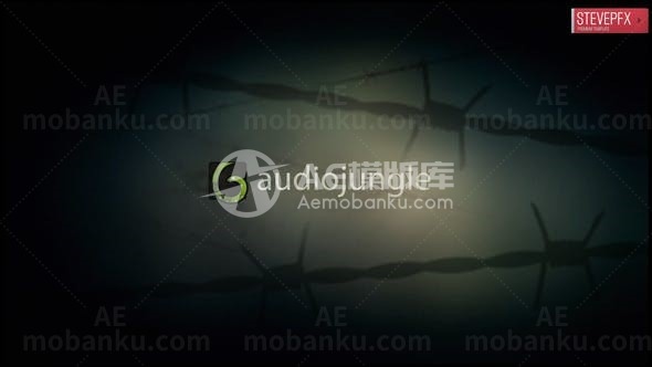 铁丝网犯罪电影标志AE模板