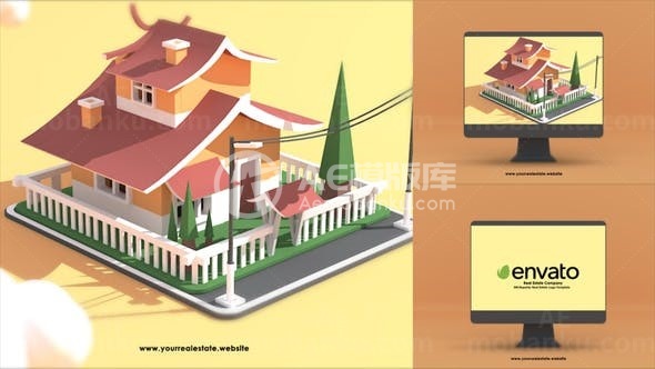 3D动画建筑搭建标志片头AE模板