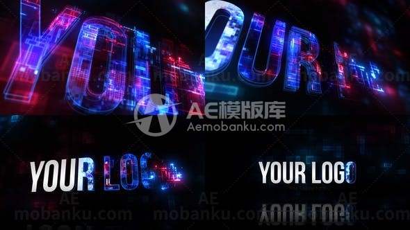 三维动画网络光感科技标志AE模板