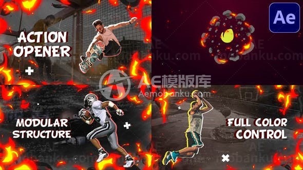 火焰特效动作幻灯片AE模板