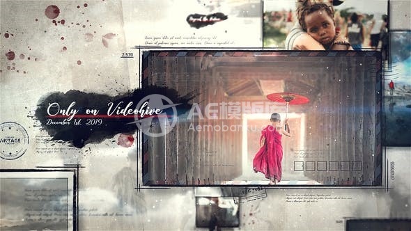 贺卡样式框记录照片幻灯片AE模板