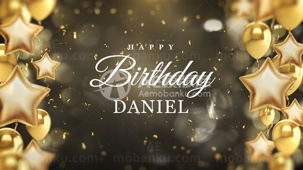 烟花星星背景生日祝福片头AE模板