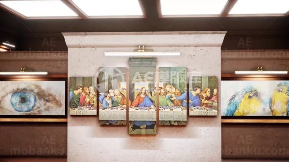 艺术博物馆画廊展示幻灯片AE模板