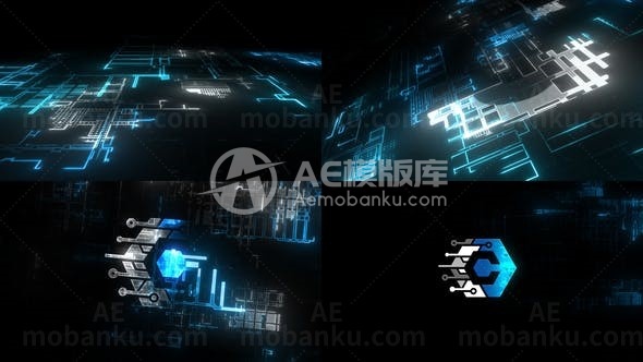 网络电路效果科技感标志AE模板
