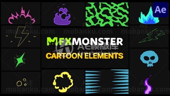 卡通动画特效元素包AE模板