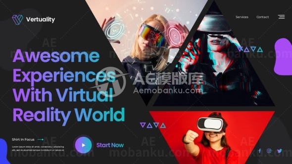 VR创新技术幻灯片AE模板