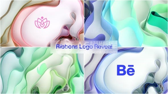 三维动态抽象丝带效果标志展示AE模板