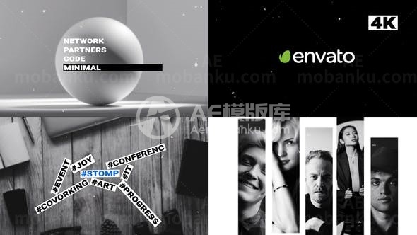 节奏动态字幕条板式片头AE模板