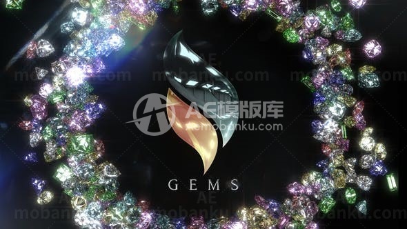 彩色宝石效果标志展示AE模板