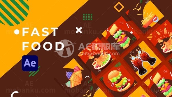 卡通动画美食宣传AE模板