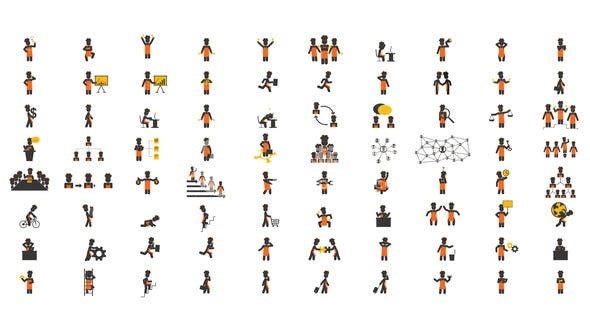 各职业象形图动画展示AE模板