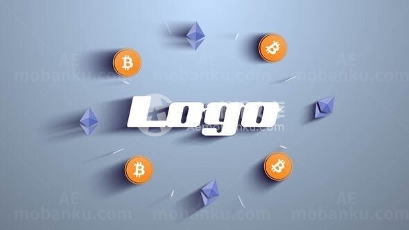 3D动画比特币标志展示AE模板