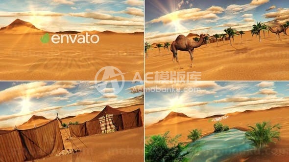 沙漠绿洲场景宣传标志AE模板