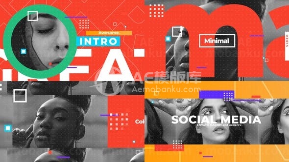 社交媒体视频片头AE模板