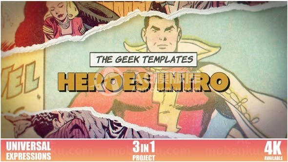 英雄漫画人物片头AE模板