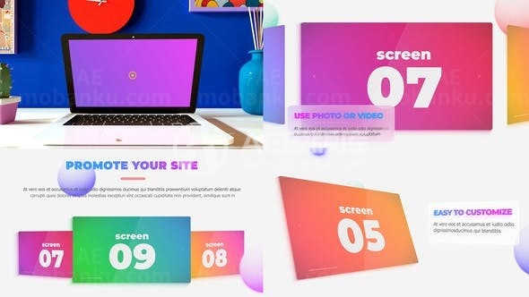 彩色屏幕模型网站展示AE模板