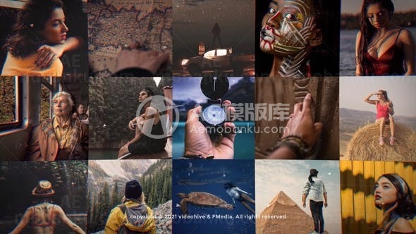 网格照片标志展示AE模板