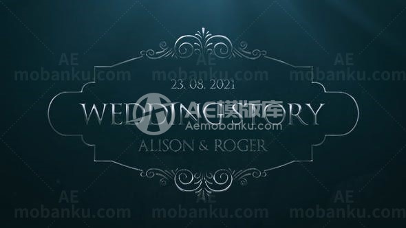 银色条框文字邀请函标题AE模板