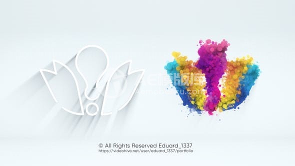 彩色粒子标志展示AE模板