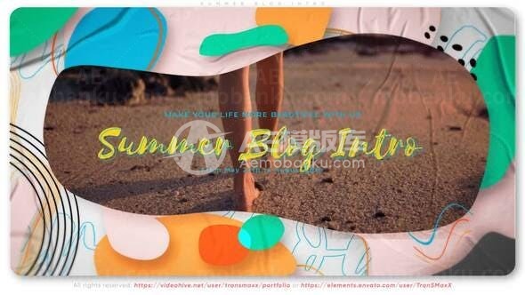 彩色夏日风格视频片头AE模板