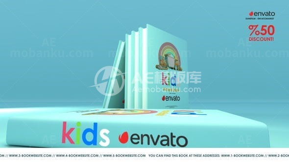 三维儿童书籍广告宣传AE模板