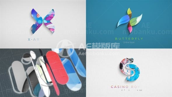 简约绘画彩页覆盖效果标志AE模板