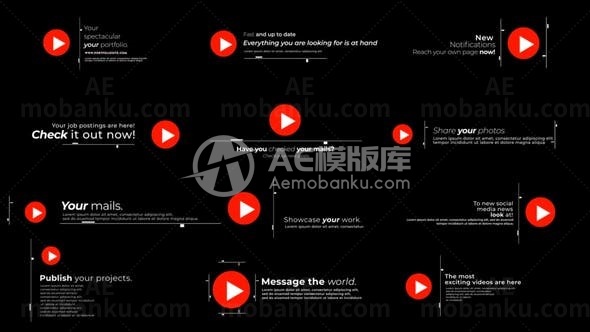 网络媒体标志文字标题AE模板