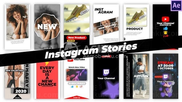 手机端社交媒体视频包AE模板