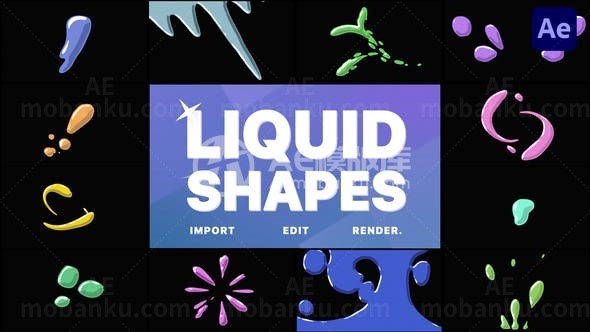 流体形状动画特效包AE模板