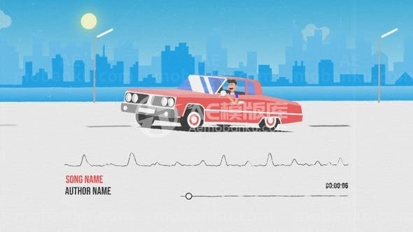 卡通汽车音频可视化AE模板