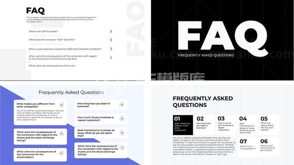 常见问题解答文字版式AE模板