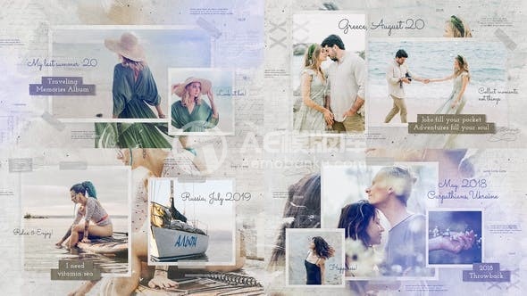 旅行记忆照片展示AE模板