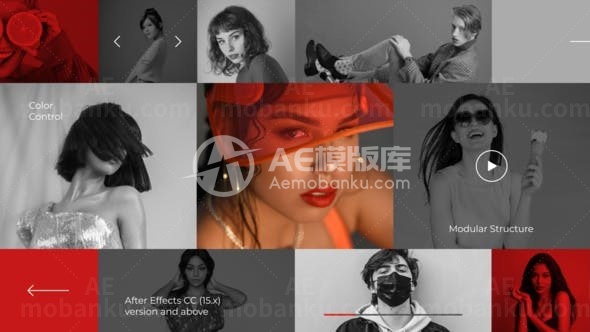 网格图片揭示标志片头AE模板