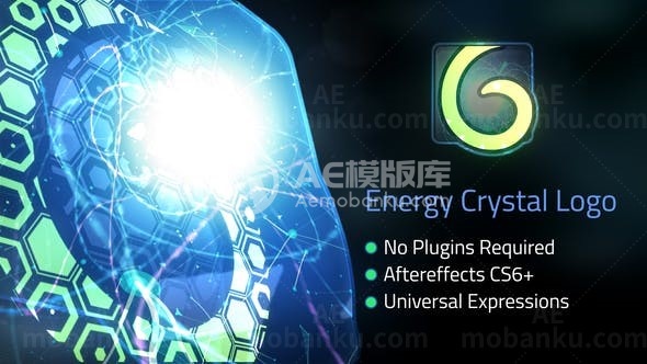 能量三维水晶体旋转发光标志AE模板