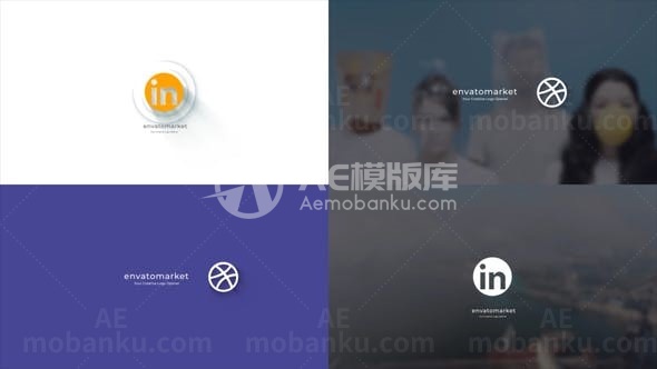 鼠标拖动旋转揭示简单平面标志AE模板