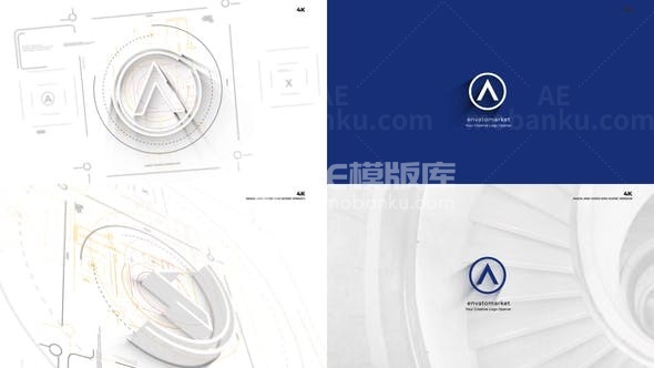 三维图形蓝图构建揭示标志AE模板