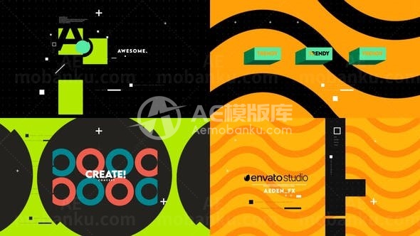 快速节奏抽象形状动画片头AE模板