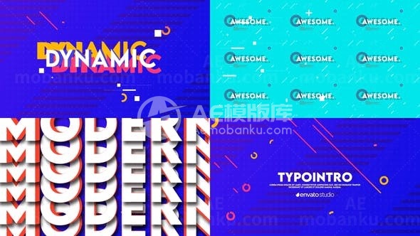 符号闪烁叠加效果动态版式片头标题字幕AE模板