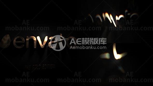 金色流光汇聚演绎揭示标志AE模板