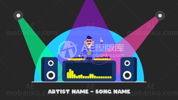 卡通DG音乐频谱可视化展示AE模板