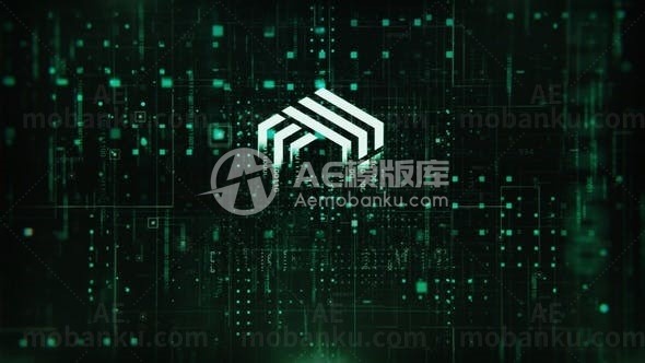 三维空间数字矩阵揭示标志AE模板