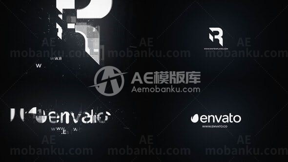 简单数字马故障赛克闪烁揭示标志AE模板