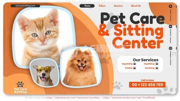 宠物护理中心推广宣传展示AE模板