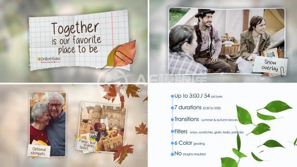 折叠照片悬浮展开切换效果幻灯片AE模板