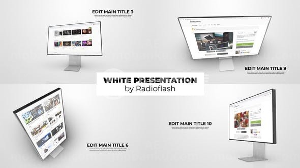 白色背景显示器模型展示AE模板