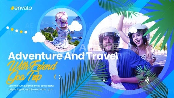 夏日风格背景旅行视频版式AE模板