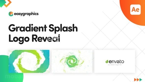 渐变飞溅标志展示AE模板