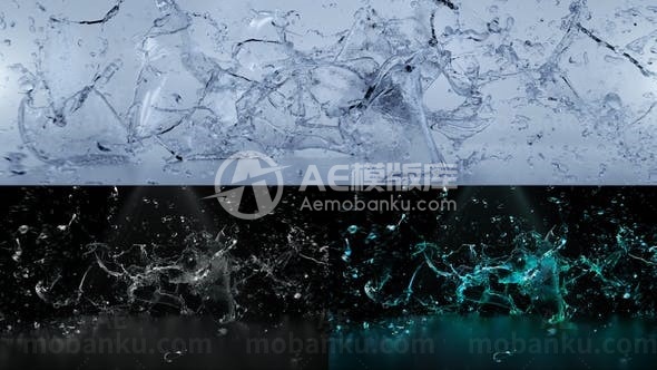 泼水特效标志展示AE模板