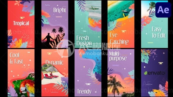 假日风格版式幻灯片AE模板